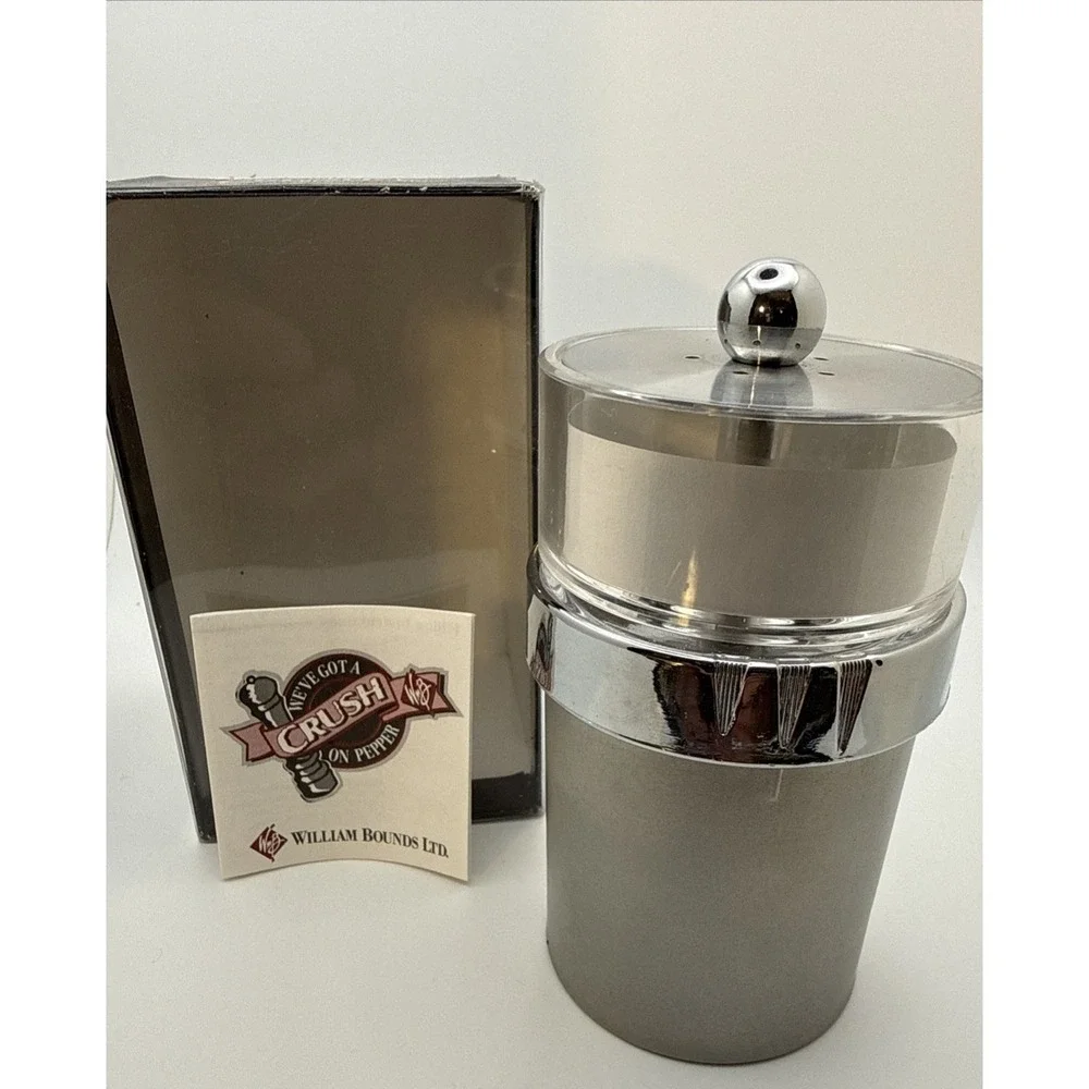 William Bounds Chrome Acrylic Adjustable Pepper Or Salt Grinder Mill USA